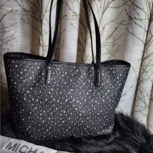 Michael Kors Black Tote with White Star Pattern